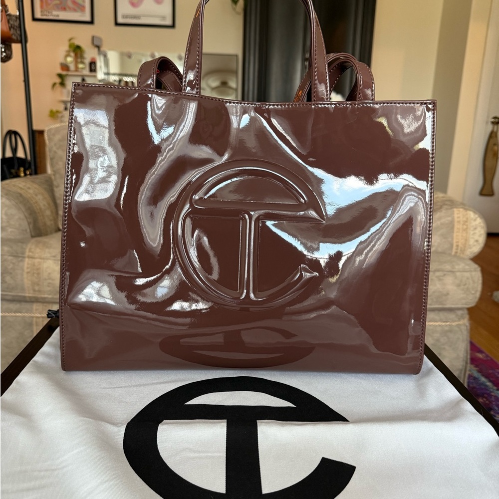 ** SOLD ** Medium Telfar Shopper in Chocolate Brown - Patent